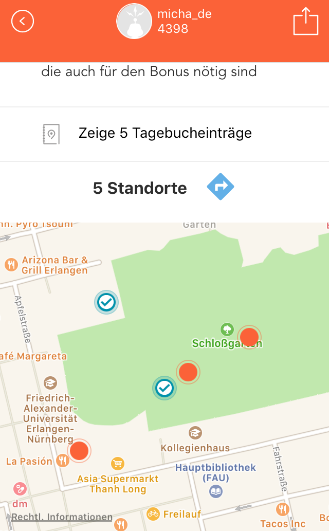 Adventure Lab App: LabCaches auf der Karte