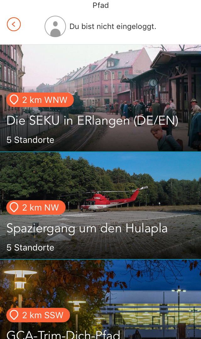 Adventure Lab App: Listenansicht